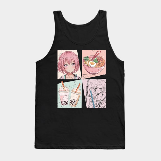 Anime Ramen Boba Sketching Tank Top by gogo-jr